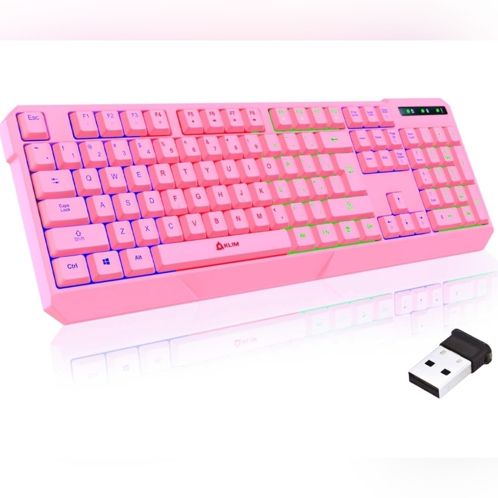 KLIM Chroma RGB Wireless Keyboard - Quiet, Durable, Pink